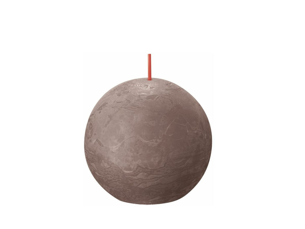 Bolsius Shine Rustic Ball Candles Small, Rustic Taupe - 76mm