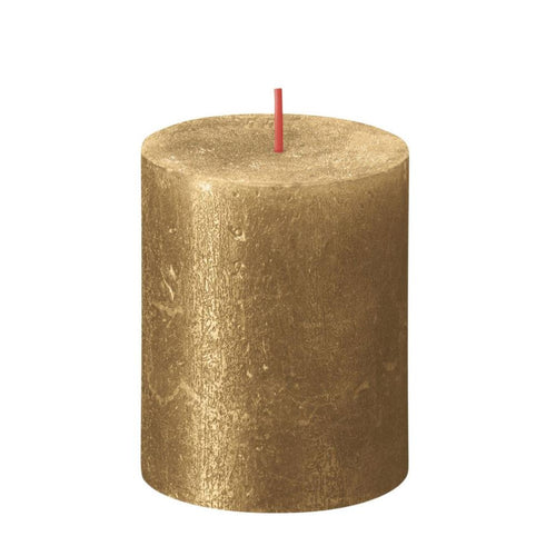 Bolsius Shimmer Small Rustic Pillar Candle, Gold - 80/68mm.