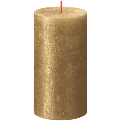 Bolsius Shimmer Medium Rustic Pillar Candle, Gold - 130/68mm.