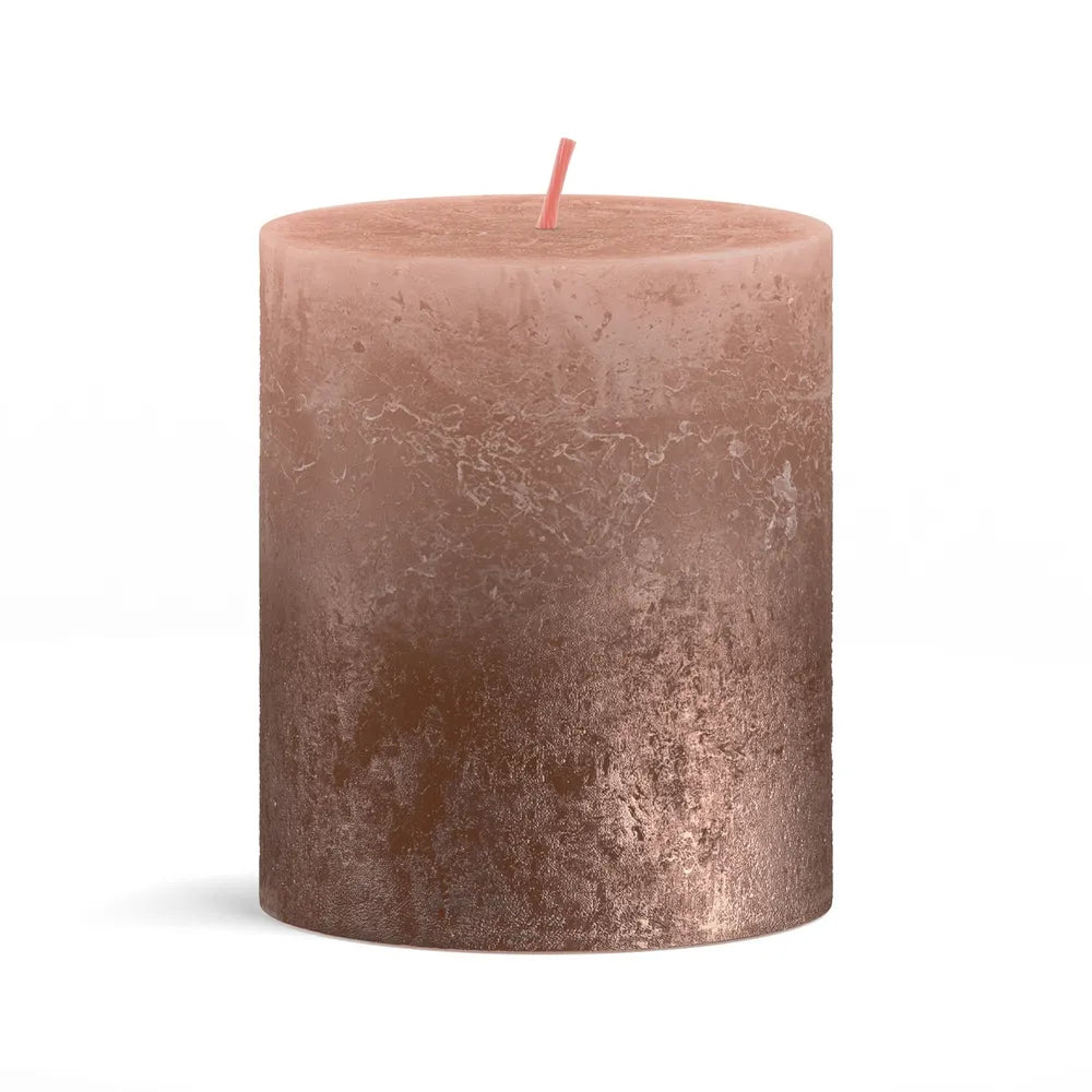 Bolsius Sunset Rustics Small Pillar Candle, Caramel + Copper - 80/68mm.