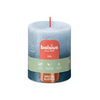 Bolsius Sunset Rustics Small Pillar Candle, Sky Blue + Blue - 80/68mm.