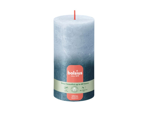 Bolsius Sunset Rustics Pillar Candle, Sky Blue + Blue - 130/68mm.