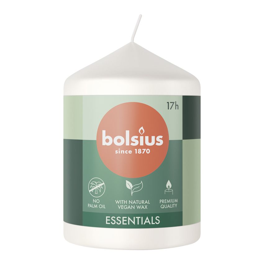 Bolsius Essentials Unscented Pillar Candle 80/58mm - Cloudy White.