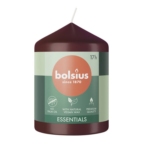 Bolsius Essentials Unscented Pillar Candle 80/58mm - Velvet Red.