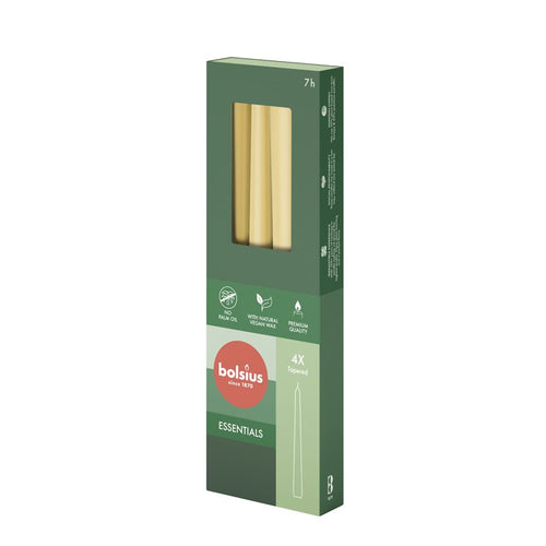 Bolsius Essentials Box of 4 Tapered Candles 245/24mm - Oat Beige.