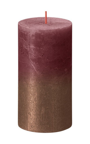 Bolsius Sunset Rustics Pillar Candle, Velvet Red + Copper - 130/68mm.