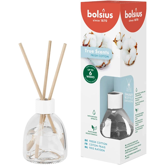 Bolsius True Scents Fragrance Diffuser Sticks, 60ml - Fresh Cotton.
