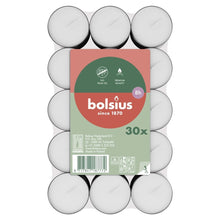 Load image into Gallery viewer, Bolsius Pack of 30 Tealight Candles, 8-hour Burn Time, top view.
