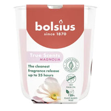 Load image into Gallery viewer, Bolsius True Scents Fragranced Candle in Glass - 80/73mm, Magnolia, front view.
