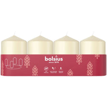 Load image into Gallery viewer, Bolsius NEW Set of 4 Unscented Pillar Candles, 60/40mm - Ivory.
