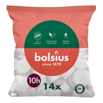 Bolsius Maxi Tealight Bag of 14 Candles - 10-hour Burn Time.