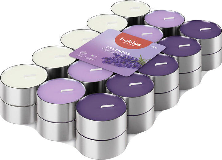 Bolsius Fragranced Tealight Candles, Lavender - Pack of 30