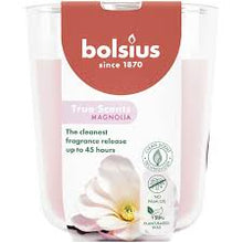 Load image into Gallery viewer, Bolsius True Scents Fragranced Candle in Glass - 97/85mm, Magnolia, front view.
