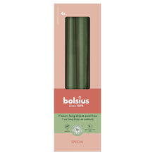 Load image into Gallery viewer, Bolsius Special Essentials Box of 4 Tapered Candles 245/24mm - Metallic Green
