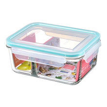 Load image into Gallery viewer, Glass Lock Airtight Rectangular Glass DUO Food Container - 1000ml, angled view.

