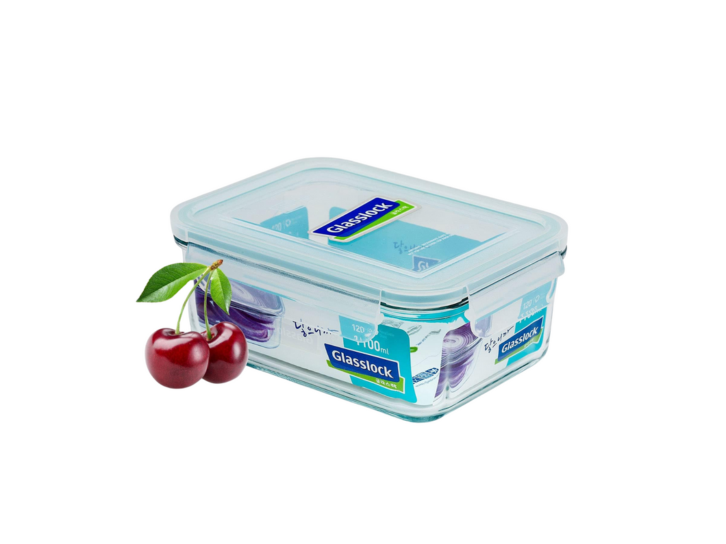 Glass Lock Airtight Rectangular Glass Food Container - 1100ml