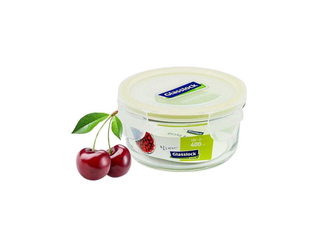 Glass Lock Airtight Round Glass Food Container - 400ml