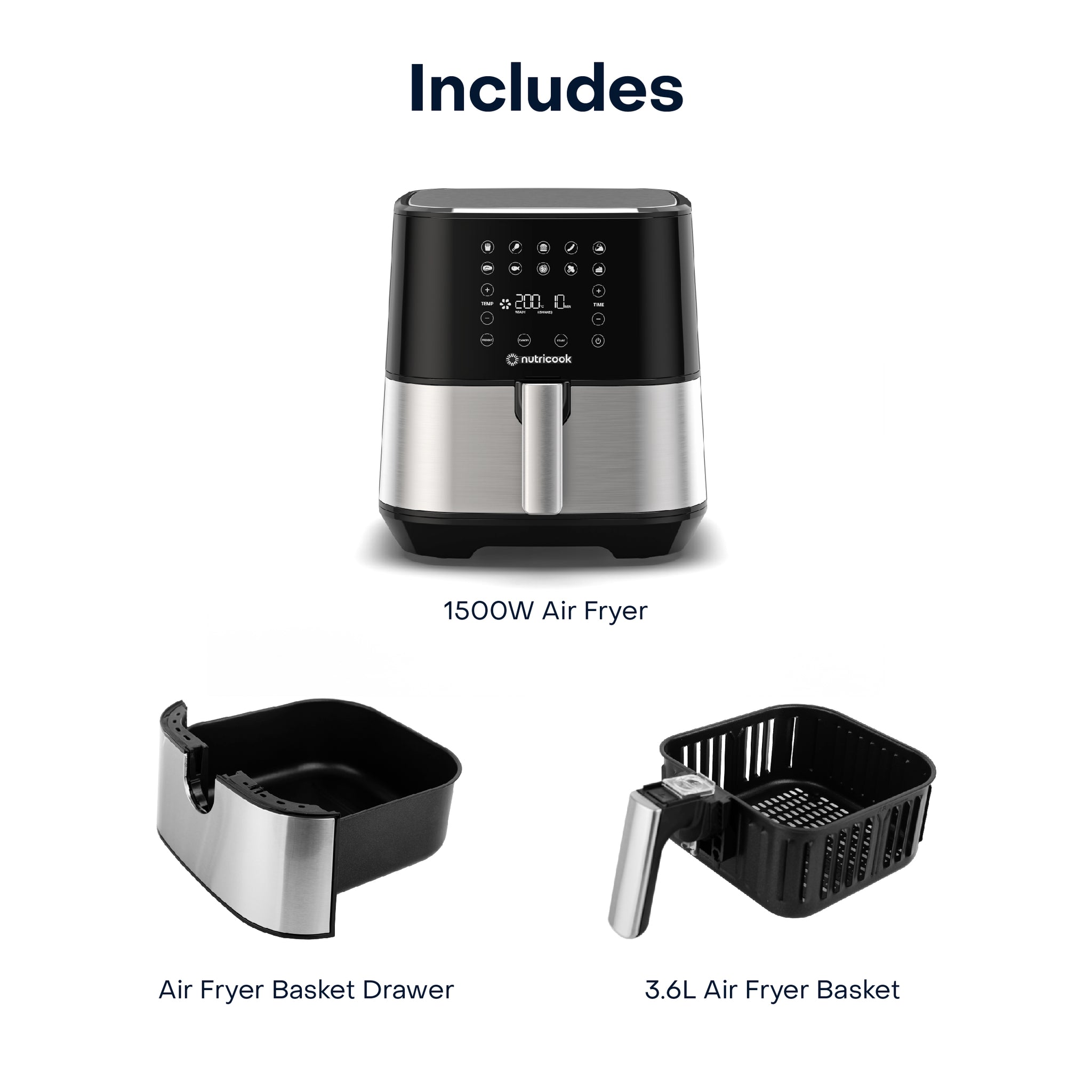 Nutricook Air Fryer Oven, Digital/One Touch Control Panel Display, 8 P –  KATEI UAE