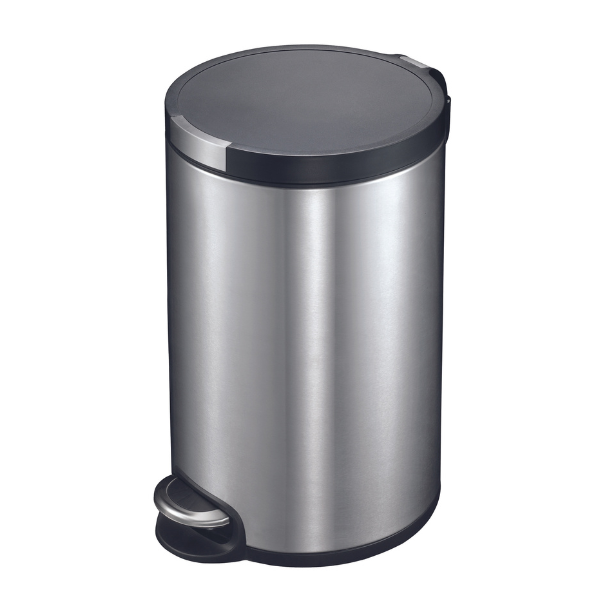 EKO Artistic Stainless Steel Round Step Waste Bin with Soft Close Lid - 20 Liters