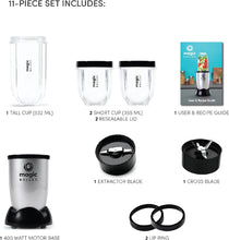 Load image into Gallery viewer, Magic Bullet Multi-Function High-Speed Blender, Mixer System with Nutrient Extractor, Smoothie Maker, Silver - 9 Piece Accessories, 400 Watts
