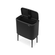 Load image into Gallery viewer, Brabantia Bo Touch Bin, 36 Liters - Matt Black, side view with open lid.
