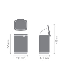 Load image into Gallery viewer, illustration of Brabantia Bo Bin, 4 Liters dimensions.
