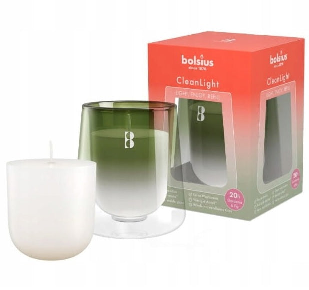 Bolsius CleanLight Refillable Holder, Fragranced Refill Starterkit, Gardenia & Fig - 83/140mm