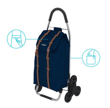 Load image into Gallery viewer, Colombo Dakar Water Resistant Shopping Trolley with 3 Wheels - 50 Liters, Navy Blue
