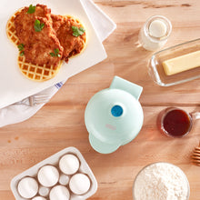 Load image into Gallery viewer, Dash Mini Waffle Maker Machine for Individuals, Paninis, Hash Browns, &amp; Other On the Go Breakfast, Lunch, or Snacks with Easy to Clean, Non-Stick Sides, 4 Inch, Aqua

