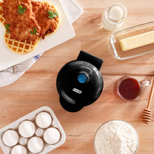 Load image into Gallery viewer, Dash Mini Waffle Maker Machine for Individuals, Paninis, Hash Browns, &amp; Other On the Go Breakfast, Lunch, or Snacks with Easy to Clean, Non-Stick Sides, 4 Inch, Black
