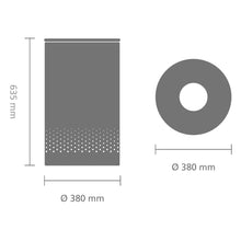 Load image into Gallery viewer, Brabantia Laundry Bin with Inner Removable Bag - 60 Liters, Matt Black, graphic with dimensions.
