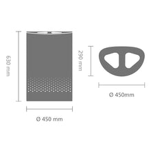 Load image into Gallery viewer, Brabantia Laundry Bin with Inner Removable Bag - 55 Liters, Selector - Matt Black, graphics with dimensions.
