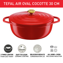 Load image into Gallery viewer, Tefal Air Oval Cast Aluminum Stewpot, 30 x 23cm- Red
