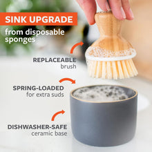 Load image into Gallery viewer, Full Circle Bubble Up Set Soap Dispenser &amp; Dish Brush Set - Bamboo
