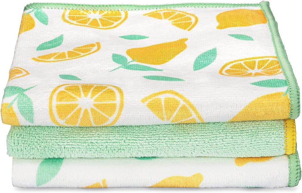 Full Circle Renew All-Purpose Recycled Microfiber Cloths - Set of 3, Citrus Print