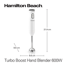Load image into Gallery viewer, Hamilton Beach Turbo Boost Hand Blender with chopper, whisker, beaker - 700ml, 600W
