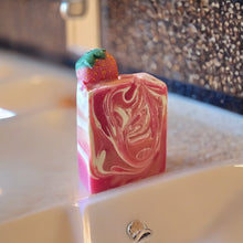 Load image into Gallery viewer, Sopo Handmade Strawberry Soap, Cold Process for Face &amp; Body - 1 piece
