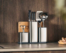 Load image into Gallery viewer, Joseph Joseph Counterstore100 Utensil Pot &amp; Chopping Board Set- Stainless Steel, 13 x 30.8 x 22.7 cm
