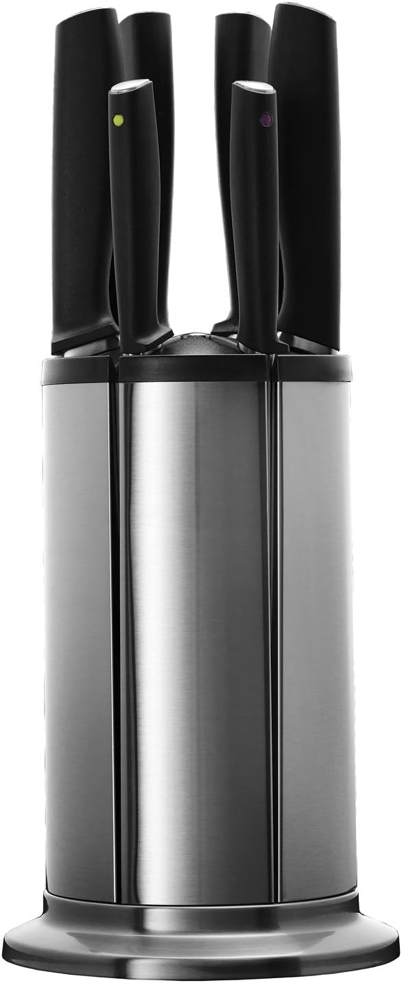 Joseph Joseph Elevate100 Knives Carousel Knife Set with Rotating Storage Stand - 7 Piece - Stainless Steel