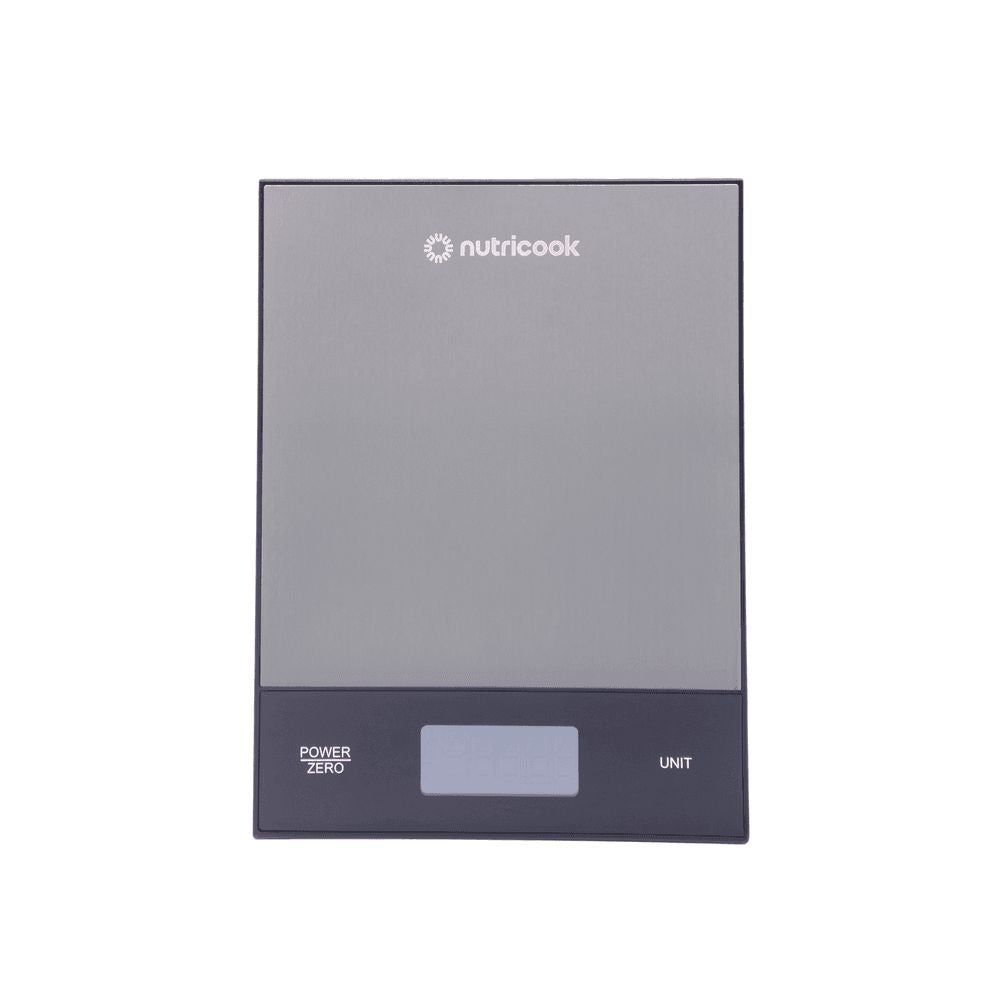 Nutricook Digital Kitchen Scale - 5kg, Silver, top view.