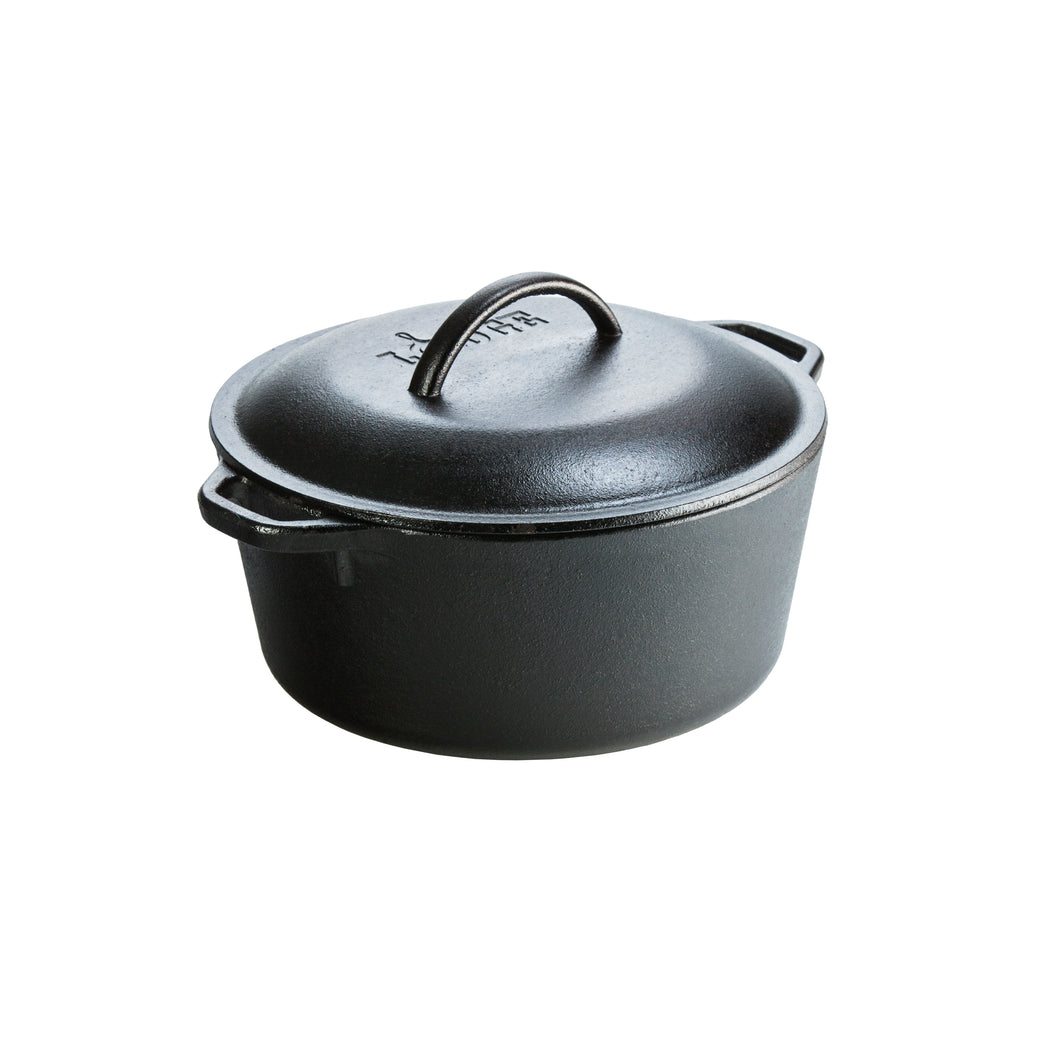 Lodge Cast Iron Dutch Oven Pre-Seasoned Pot with Lid and Dual Loop Handle, Black - 4.7 Liters