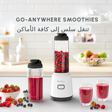 Load image into Gallery viewer, Moulinex Mix &amp; Move Mini Blender Mixer, 2 To-Go Bottles in Premium Tritan, Space-Saving Compact Design, Easy-Cleaning Removable Blades - 300 W
