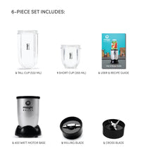 Load image into Gallery viewer, Magic Bullet Multi-Function High-Speed Blender, Mixer System with Nutrient Extractor, Smoothie Maker, Silver - 4 Piece Accessories, 400 Watts
