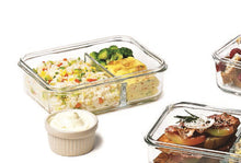 Load image into Gallery viewer, Lifestyle image of Glass Lock Airtight Rectangular Glass DUO Food Container - 920ml.
