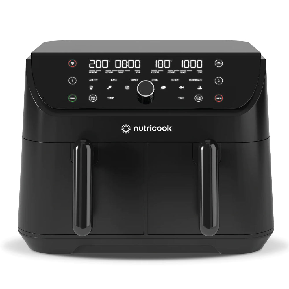 Nutricook Air Fryer Duo 2, Digital Control Panel Display, 6 Preset Programs with Built-In Preheat Functions - 8.5L, 2400W
