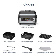 Load image into Gallery viewer, Nutricook Smart Air Fryer Grill XL, 6-in-1 Indoor Smart Grill, 8,5L Cooking Pot, 6L Airfryer Basket, 31 x 24.5cm Grill Plate - 1760W
