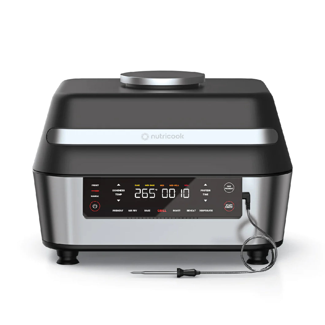 Nutricook Smart Air Fryer Grill XL, 6-in-1 Indoor Smart Grill, 8,5L Cooking Pot, 6L Airfryer Basket, 31 x 24.5cm Grill Plate - 1760W
