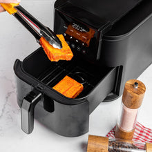 Load image into Gallery viewer, Nutricook Air Fryer Slim, 5 Main Programs - Air Fry, Bake, Roast, Reheat, Dehydrate - 5 Liters, 1700W, in use, open tray.
