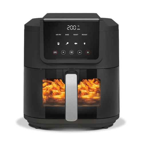 Nutricook Air Fryer Slim, 5 Main Programs - Air Fry, Bake, Roast, Reheat, Dehydrate - 5 Liters, 1700W, front view.