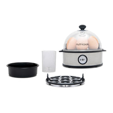 Load image into Gallery viewer, Nutricook Rapid Egg Cooker: 7 Egg Capacity with Auto Shut Off Feature, Silver, included items in package.
